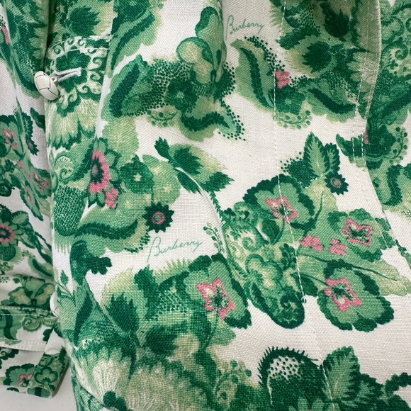 Burberry London linen jacket green floral GUC size 6 - Picture 4 of 8
